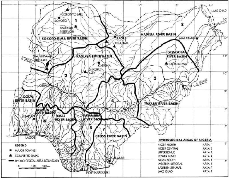 Kort over hydrologiske nigeria