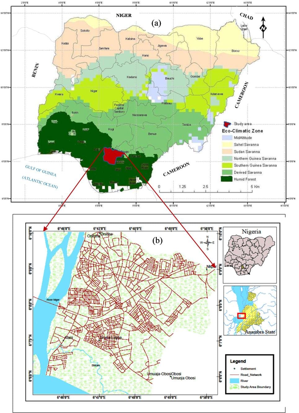 Kort over nigeria viser vegetation bælter