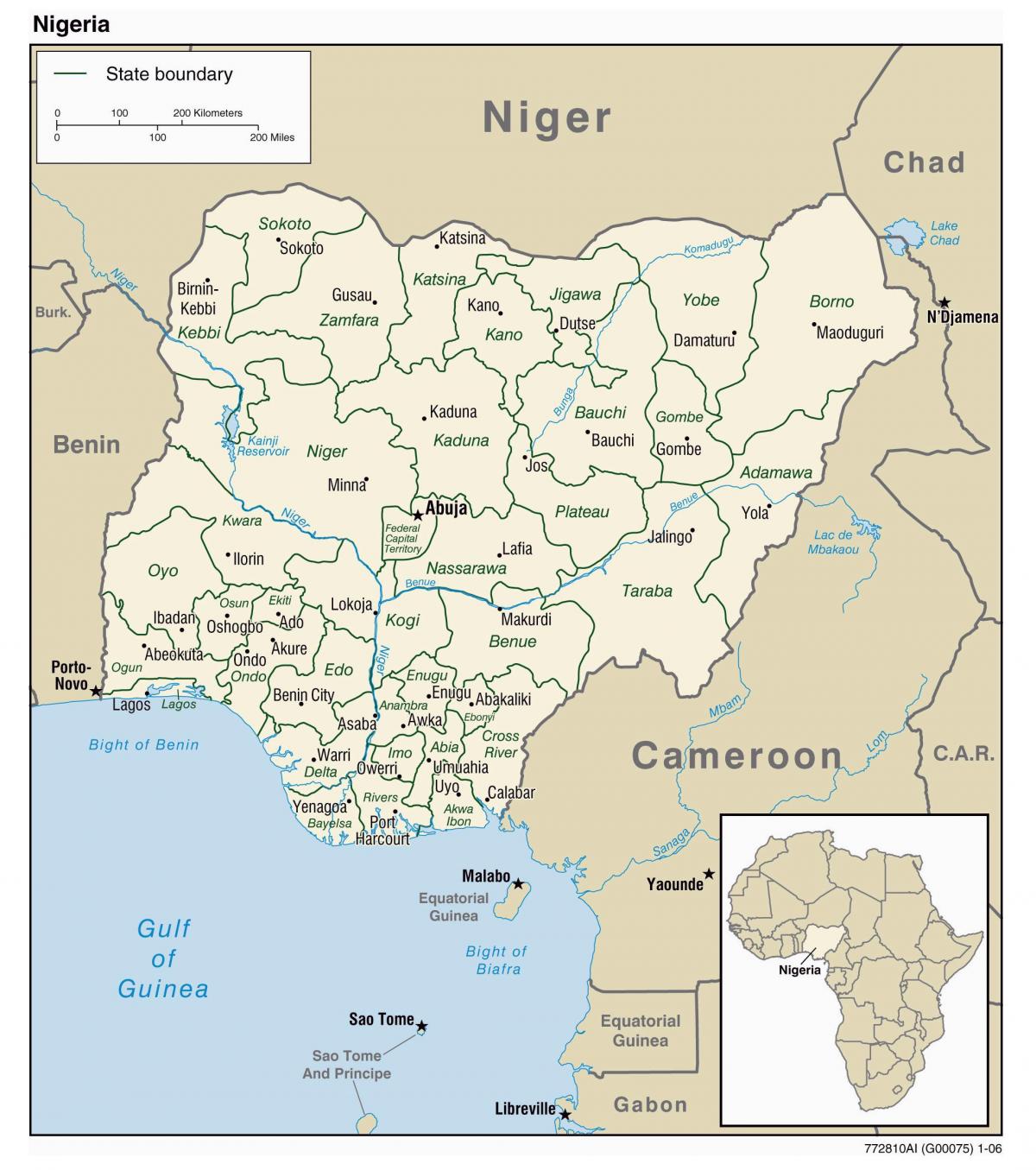 kort nigeria med byer