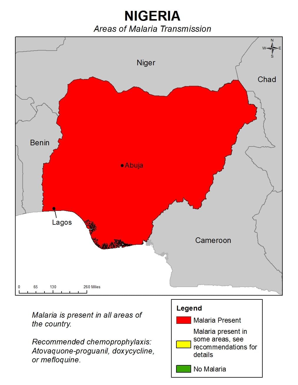 Kort over nigeria malaria