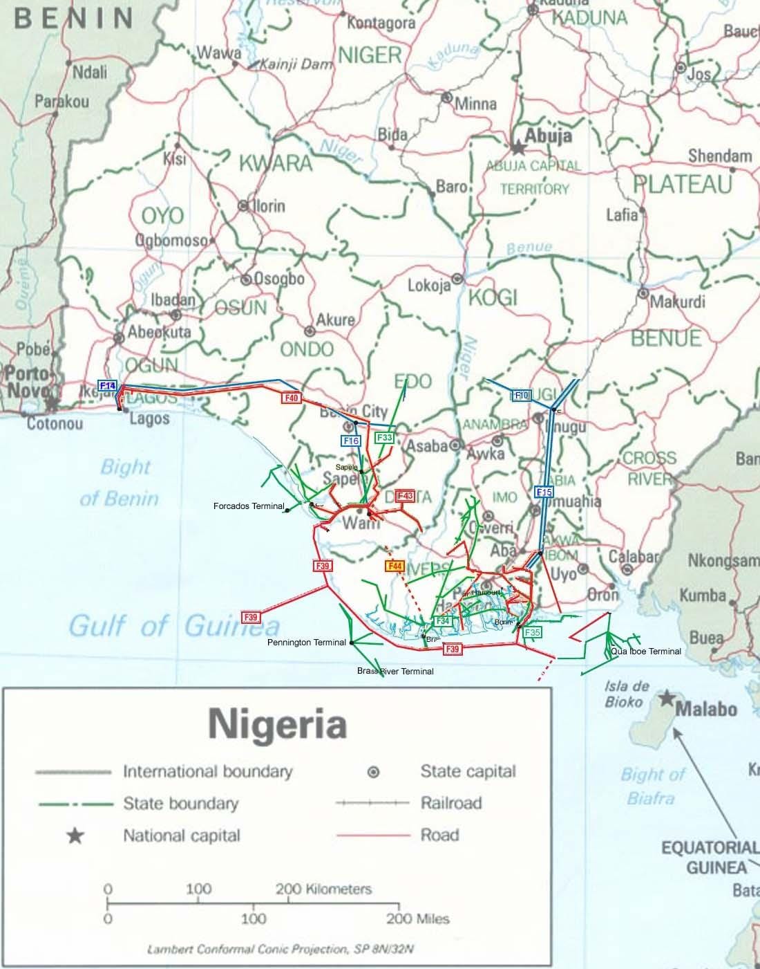 Kort rørledninger i nigeria 