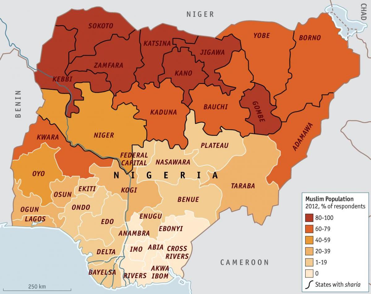 Kort over nigeria religion