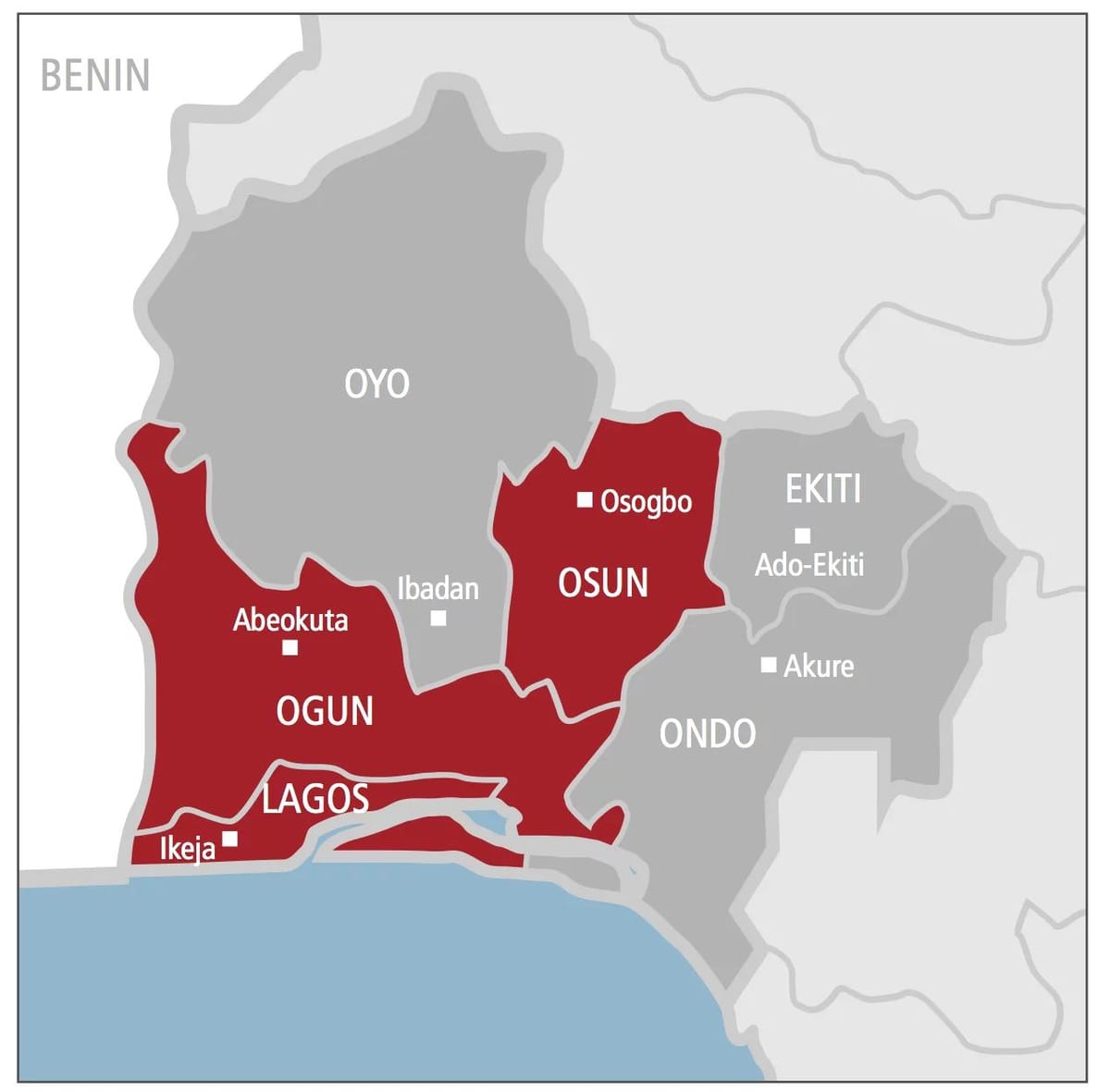 west nigeria kort
