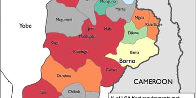 Kort over det nordøstlige nigeria