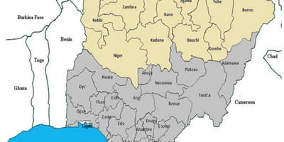 Kort over det nordlige stater nigerianske
