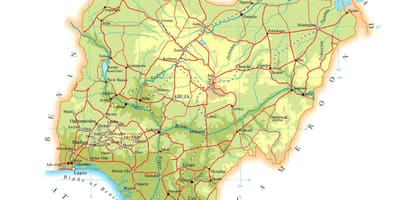 Kort over den fysiske nigeria