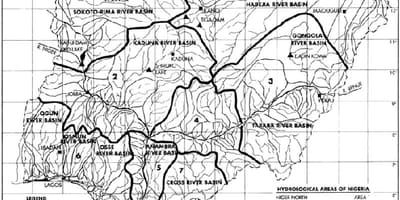 Kort over hydrologiske nigeria