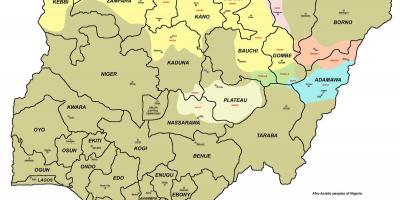 Kort nigeria med 36 stater