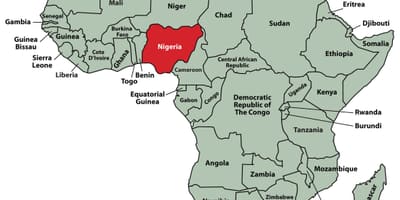 Kort over afrika, der viser, nigeria