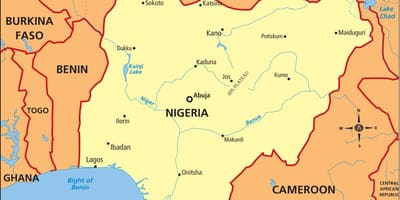 Kort over nigeria viser floden niger og benue