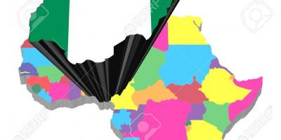Kort over afrika med nigeria fremhævet