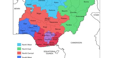 Kort over nigeria viser geopolitiske zoner