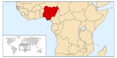 Nigeria placering på verdenskortet