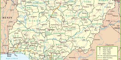 Kort over nigeria, der viser større veje